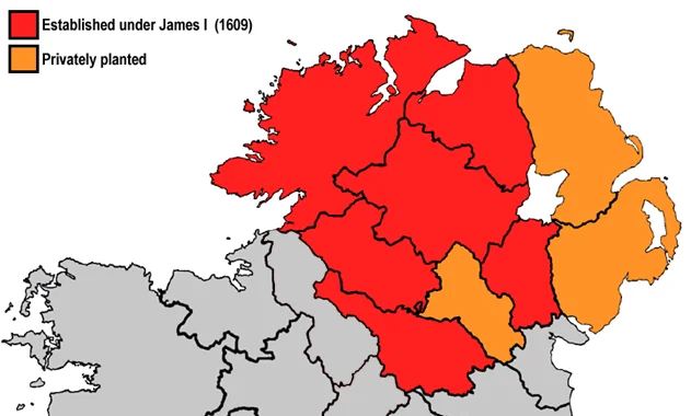 The Plantation of Ulster (1610) — settlement distribution map: Plantation of Ulster