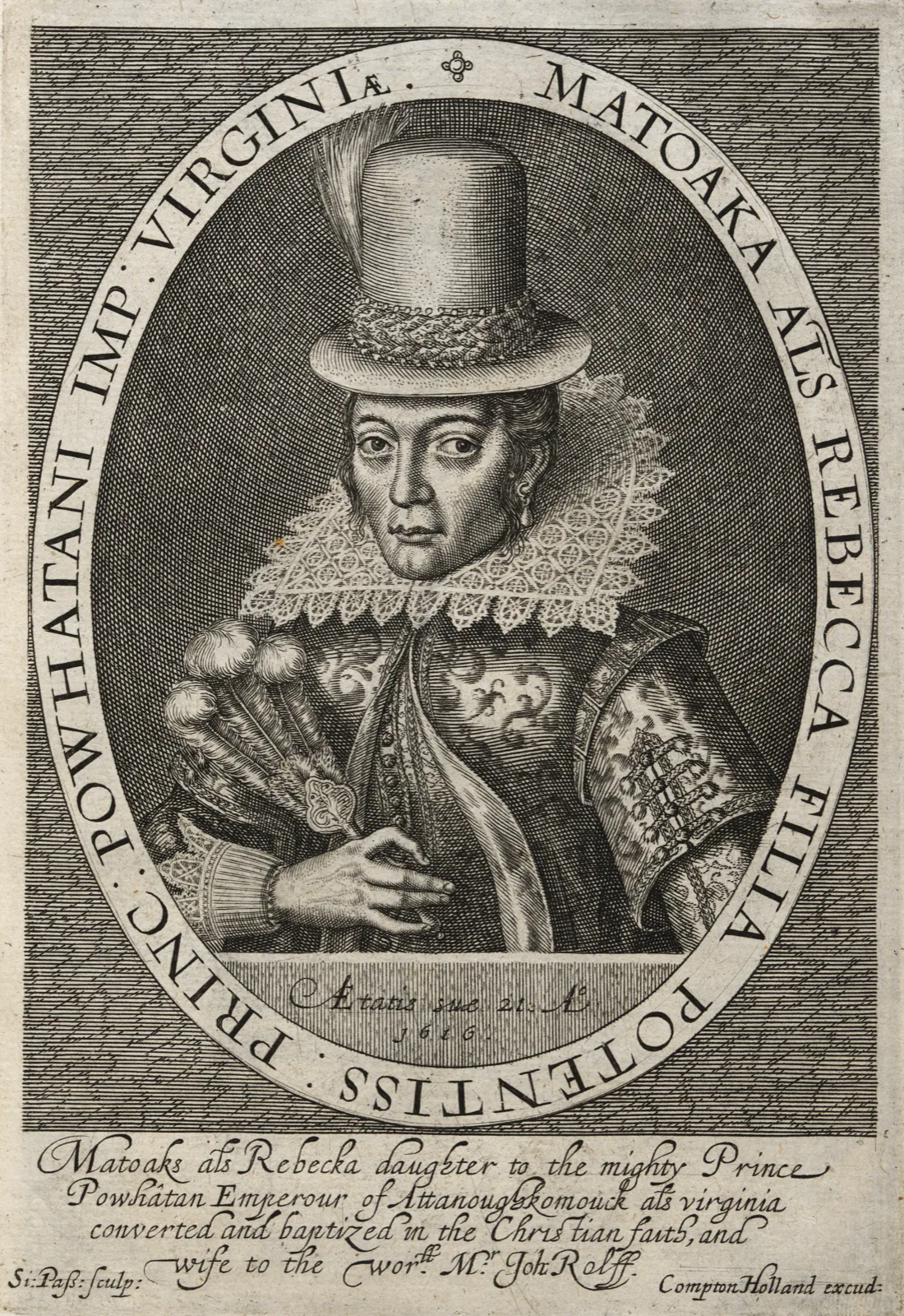 Pocahontas (c. 1596-1617) — Wikipedia article portrait: Pocahontas